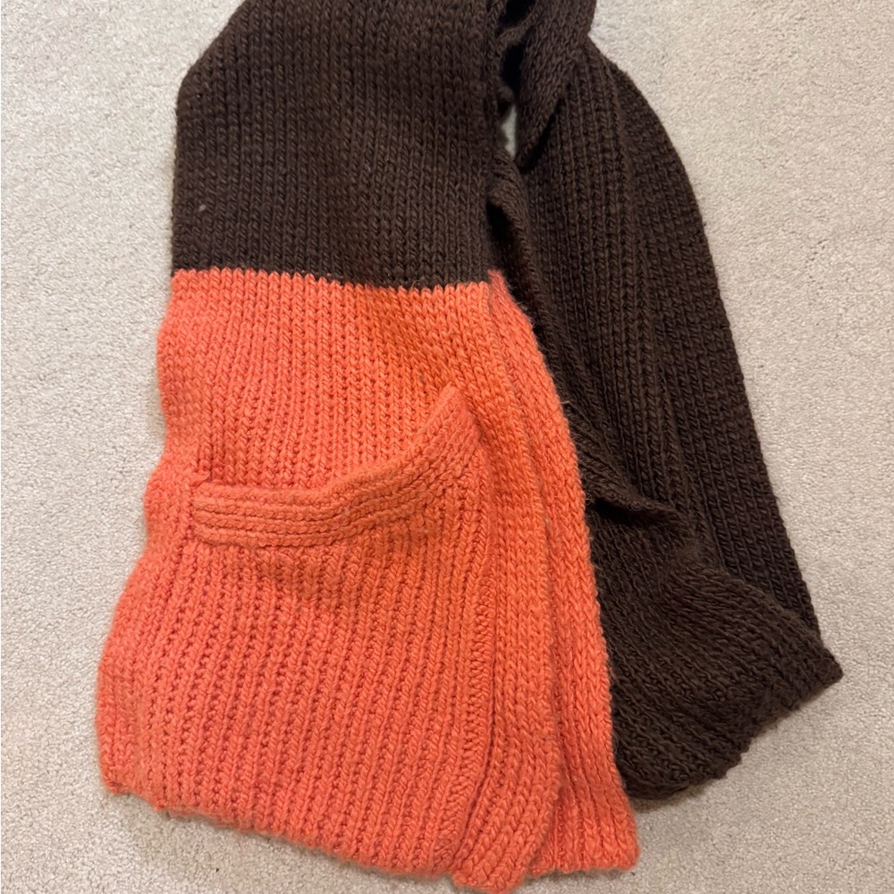 Nordstrom Vibrant Orange Color Block Knit Scarf